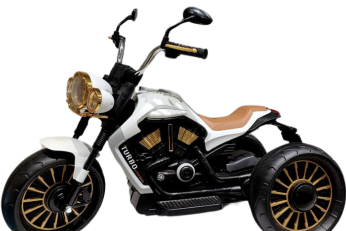 Kids Electric Bike – Stylish Gold & White Ride-On Adventure